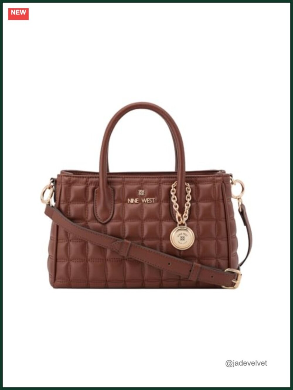 Nine West Small Satchel Handbag with Adjustable Strap, Zipper Closure